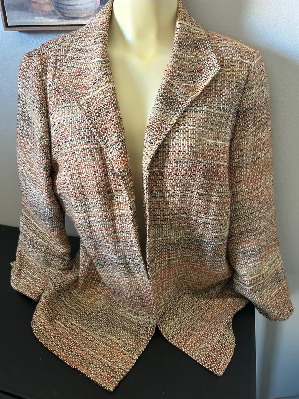 Coldwater Creek Multicolor Tweed Open-Front Blazer